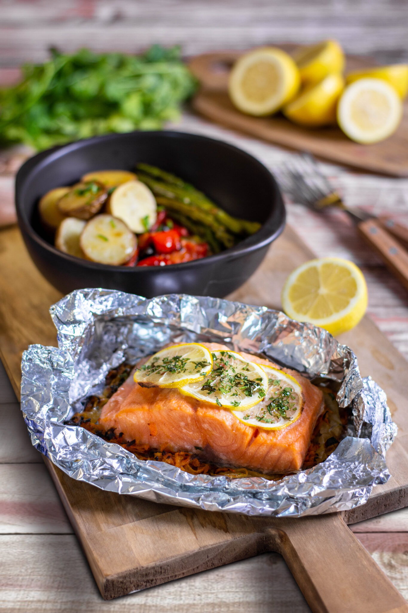 Salmon “En Papillote” With Butter Sauteed Vegetables Camanchaca